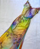 Colorful Straps Appliques Tulle Mermaid Long Party Dress Retro Evening Dress, HZ0319
