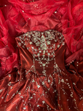 Wine Red Strapless Beading A-Line Retro Long Party Dress Evening Ball Gown, HZ0319