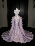 Gorgeous Pink Sequins Mermaid Beading Long Evening Dress Birthday Outfits, HZ0319