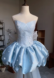 Cute Homecoming Dress Sweetheart Blue Prom Dress Cocktail Dress Birthday Party Dress Back to School Outfits HZ0319