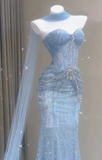 Shiny Prom Dress Sweetheart Pleated Tulle Mermaid Prom Gown Evening Dress Party Dress HZ0319