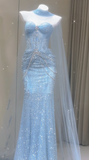 Shiny Prom Dress Sweetheart Pleated Tulle Mermaid Prom Gown Evening Dress Party Dress HZ0319