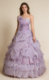 Pretty Prom Dress Strapless Pleated Flower Ball Gown Birthday Party Dress Evening Dress HZ0319